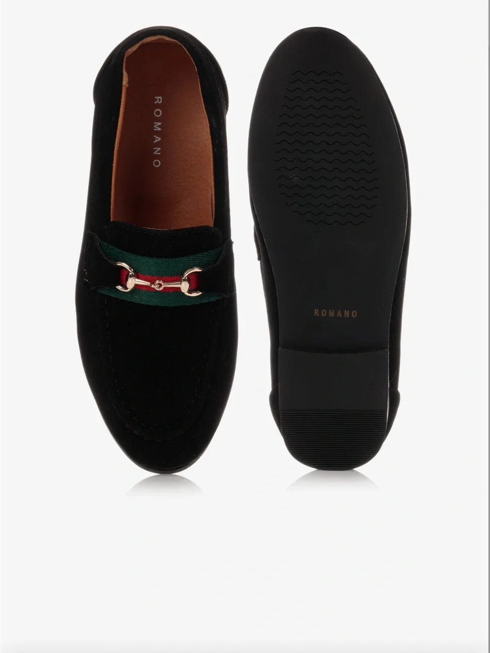 Romano Boys Black Faux Suede Horsebit Loafers with box 31/12.5